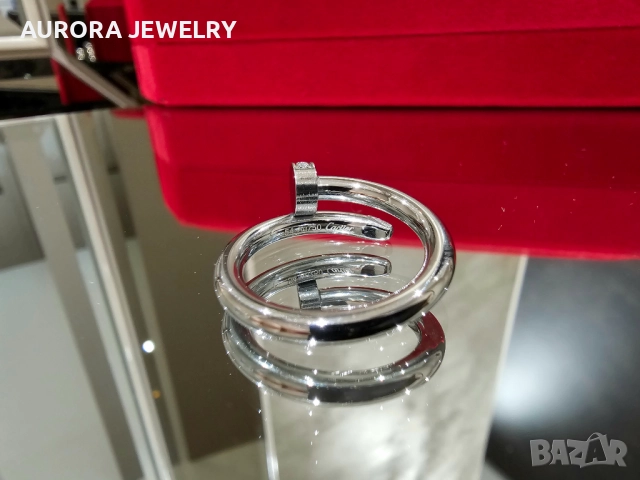 CARTIER Nail Juste un Clou Classic Silver Diamonds Пръстен Пирон, снимка 5 - Пръстени - 52905432