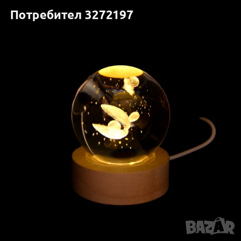 LED Светеща кристална топка/лампа, 3D сензорна- Мида с перла, снимка 1