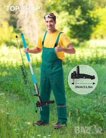 YISSVIC Инструмент за премахване на плевели Педал от неръждаема стомана с 4 нокти и крак, син, снимка 6 - Градински инструменти - 49627300