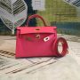 Цикламена розова чанта по модел на Хермес Hermes Kelly mini, снимка 1 - Чанти - 45782596