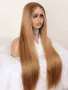 Дълга права медено руса перука с дантела 13*4*1 75-80 см с тъмни корени, снимка 9