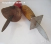 ножове и стар инструмент кована ножица за ламарина, нож ножка ножче с дървена кания, снимка 9