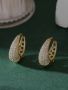 Дамски елегантни кухи обеци с искрящ циркон,позлатено покритие, снимка 1 - Обеци - 45454623