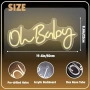 Нов знак лампа LED неонова табела Oh Baby USB за baby shower и детска стая, снимка 2