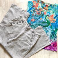 Ленен панталон H&M и цветна блуза Sidecar, снимка 1 - Панталони - 45452908