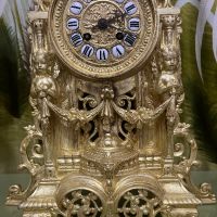 Каминен часовник,антика в стил Louis XV - бронз, емайл, позлатен - 1940-1950 г., снимка 3 - Стенни часовници - 45354654