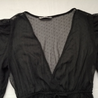 Stradivarius дамска черна прозрачна блуза на точки р-р S/M, снимка 7 - Блузи с дълъг ръкав и пуловери - 45073845
