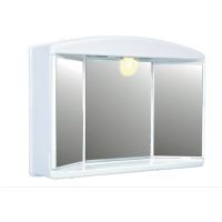 Бял шкаф с три огледала и осветление, снимка 1 - Шкафове - 45129761