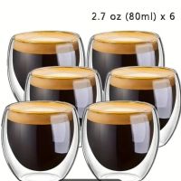 6 броя стъклени чаши за кафе, снимка 3 - Чаши - 45581278