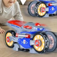 Каскадна, светеща играчка мотор, въртяща се на 360 градуса с подвижни гуми, снимка 7 - Коли, камиони, мотори, писти - 45700149