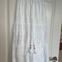 Нова разкошна дълга елегантна бяла ажурена ажур дантела дантелен ажур пола , снимка 3 - Поли - 45325195