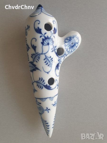 Майсен порцеланова окарина син лук (Meissen ocarina blue onion), снимка 1