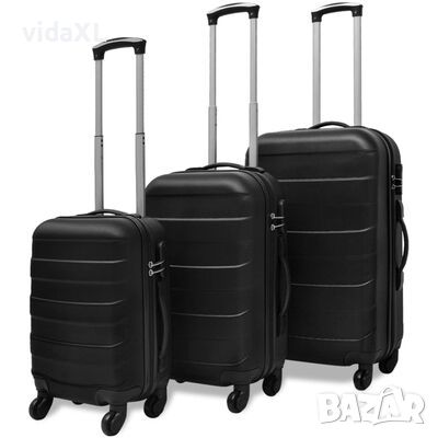 vidaXL Комплект твърди куфари от три части черен 45,5/55/66 см(SKU:91141, снимка 1