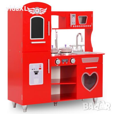 vidaXL Детска кухня за игра, МДФ, 84x31x89 см, червена （SKU:80253, снимка 1