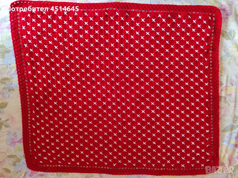 Ръчно плетена НОВА 100/90 бебешка пелена , снимка 1