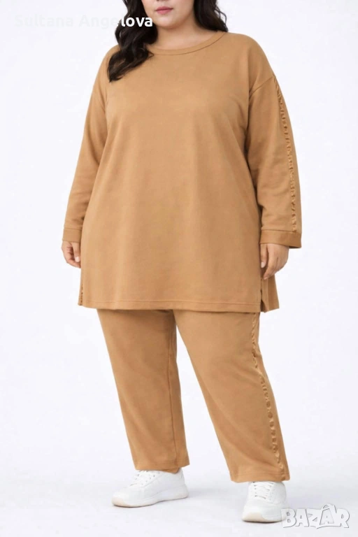 Дамски комплект в големи размери Стилен и удобен дамски комплект, подходящ за ежедневието. Състои се, снимка 1