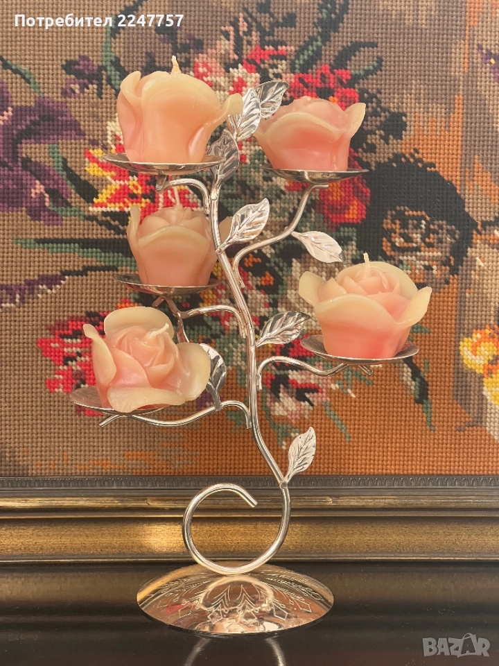 Свещник с 5 рози, снимка 1