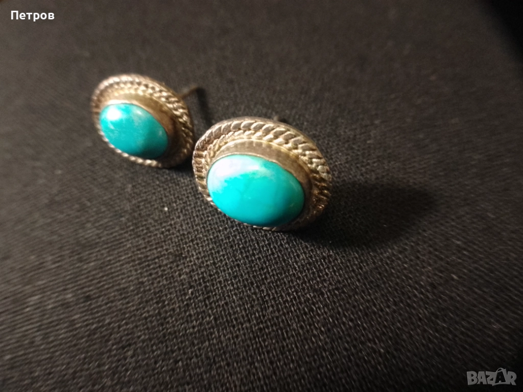 обеци сребро камъни, снимка 1