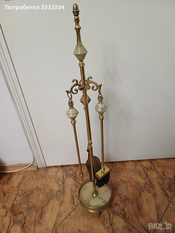 Бронзов сет за камина, снимка 1