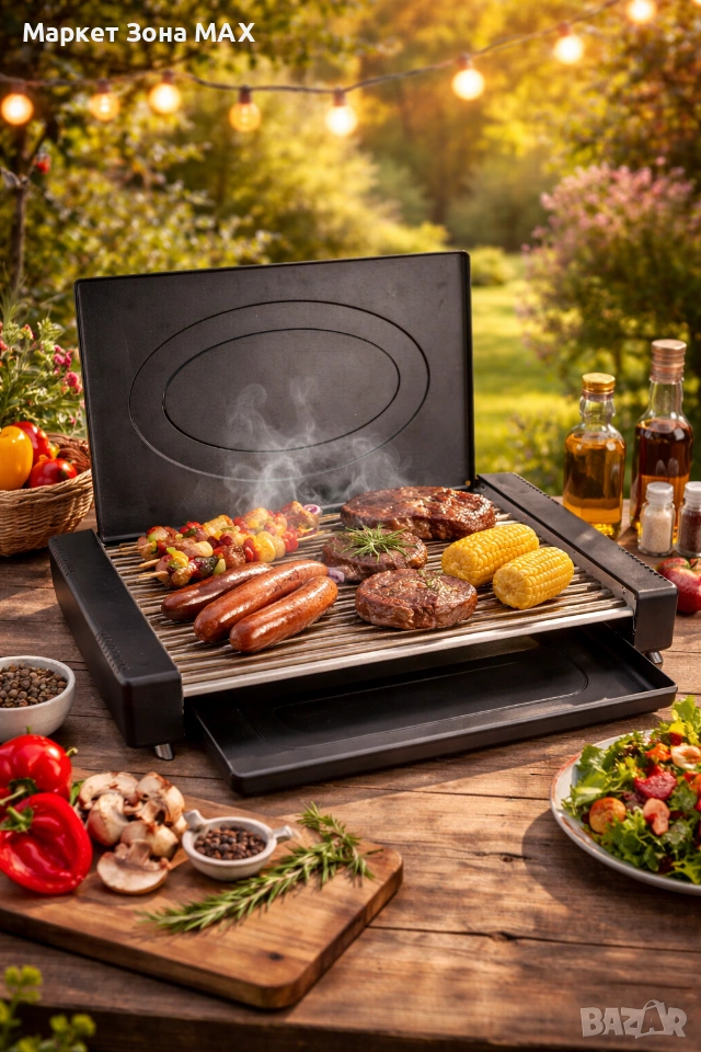 Електрическа скара с незалепващо покритие 1800W мощност за бързо, чисто и равномерно готвене, снимка 1