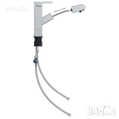 vidaXL Смесител за баня с функция за издърпване финиш хром 157x172 мм（SKU:149075, снимка 1