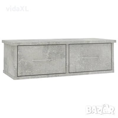 vidaXL Стенен рафт с чекмеджета, бетонно сив, 60x26x18,5 см, ПДЧ(SKU:800589, снимка 1