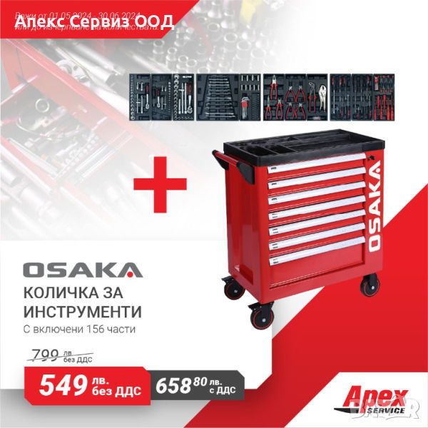 Количка за инструменти модел OSAKA - 156 части, снимка 1