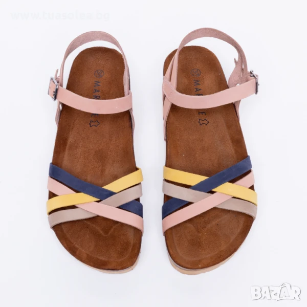 🥁 Намаление - Цветни дамски сандали от естествен набук | Марка Tuasolea, снимка 1