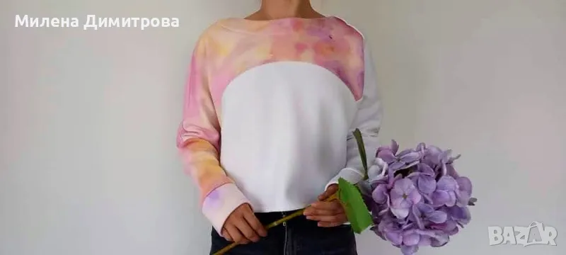 Къса ръчно рисувана блуза , снимка 1