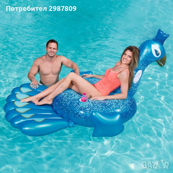 ПРОМОЦИЯ!!! Надуваем дюшек  матрак Bestway Pretty Peacock, 1.98 м x 1.64 м Винил, снимка 1