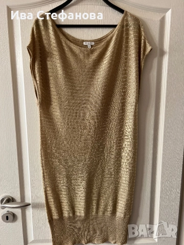 Нова дълга елегантана официална парти златиста туника Massimo Dutti, снимка 3 - Туники - 49813638