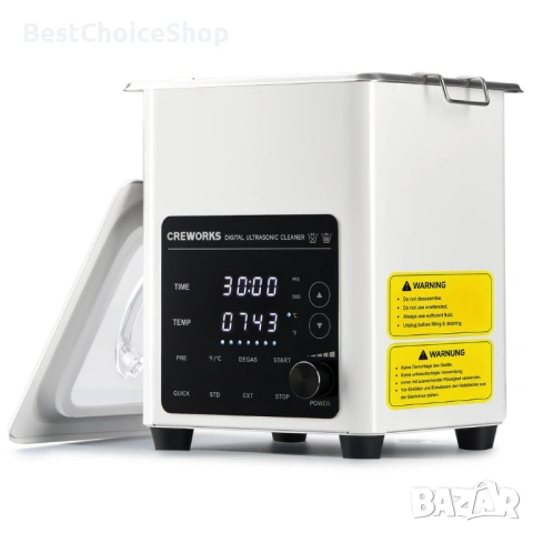 Професионална ултразвукова вана CREWORKS 2L – 40kHz, с подгряване, снимка 10 - Други инструменти - 53421224