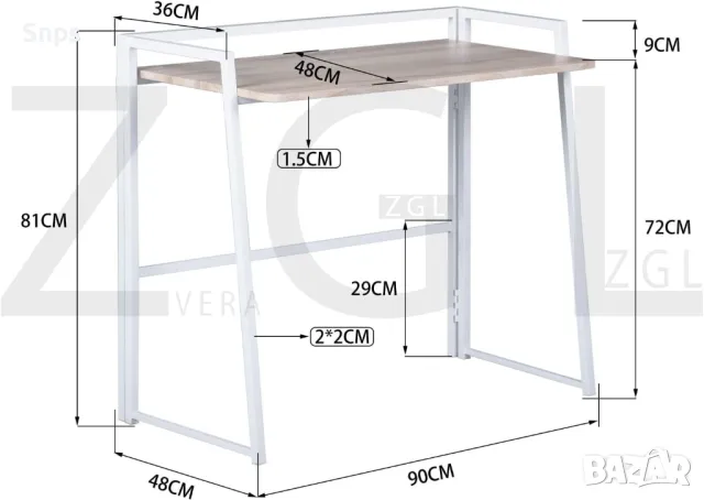 Компютърно бюро Ъглово бюро Офис маса дъб 90 x 48 x 72 - 81 cm, снимка 2 - Бюра - 46933074