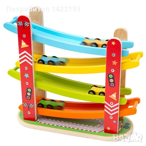 Дървена писта с колички