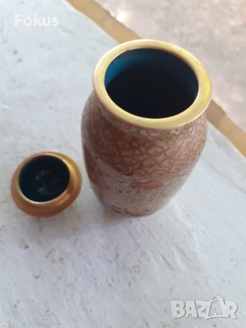 Стара малка вазичка Клоазоне с капаче cloisonne, снимка 6 - Антикварни и старинни предмети - 53457024