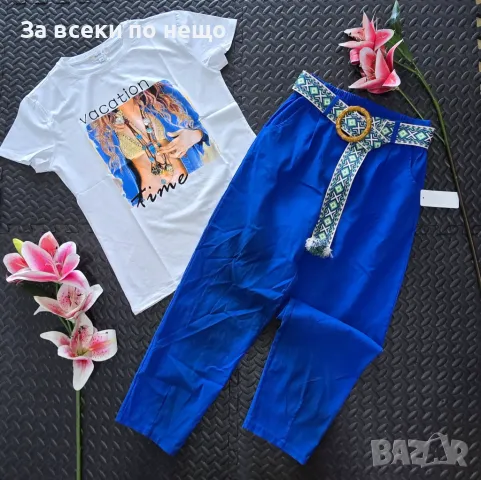 Дамски Комплект Тениска И Панталон - Налични Различни Цветове Код VL-73, снимка 3 - Комплекти - 50423773