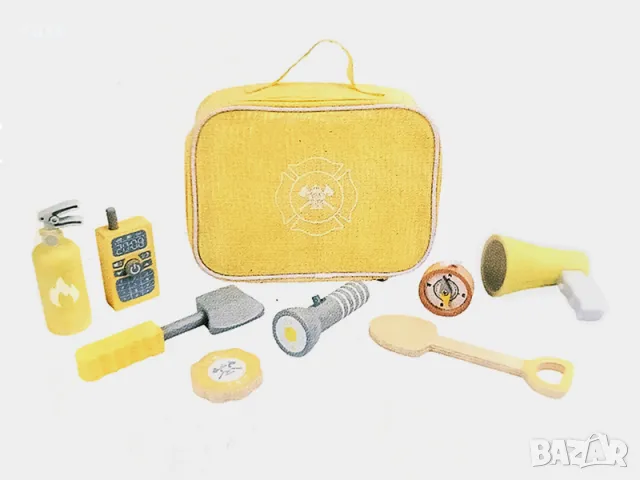 НОВИ! Детски дървен комплект пожарникар