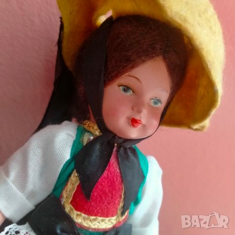 Колекционерска кукла народна носия Molls Trachten Puppen Celluloid 16 см, снимка 10 - Колекции - 46000967