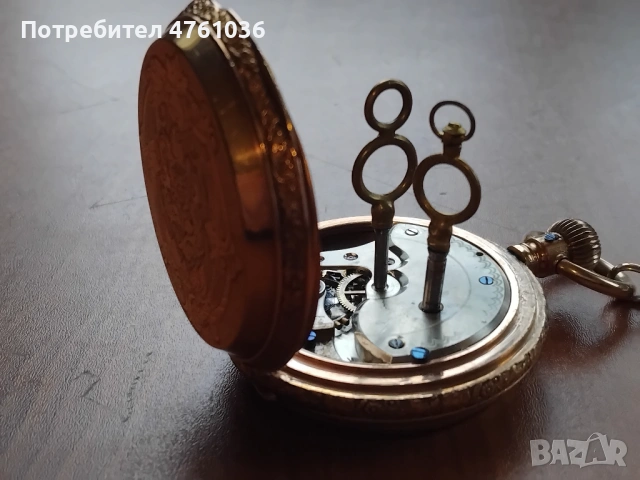 Позлатен джобен часовник "Elgin" с кюстек , снимка 11 - Антикварни и старинни предмети - 54055761