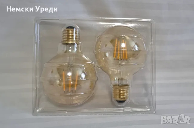  LED филаментна крушка G80 Декоративна сферична крушка ES E27 2700K 2x 6W , снимка 2 - Лед осветление - 50352658