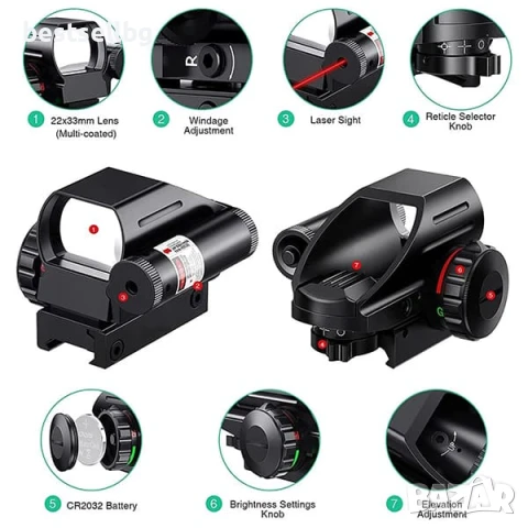 Тактически бързомер мерник с лазерен прицел за еърсофт въздушна пушка пистолет оръжие бързомерец, снимка 5 - Оборудване и аксесоари за оръжия - 50860862