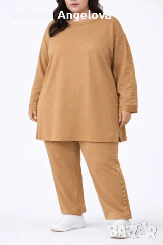 Дамски комплект в големи размери Стилен и удобен дамски комплект, подходящ за ежедневието. Състои се