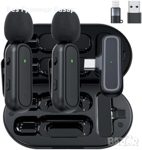 Нов Двоен безжичен микрофон Lavalier за Влог Запис Видео Интервюта