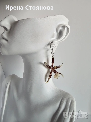 Обеци с естествен цвят на орхидея Brassia, снимка 10 - Обеци - 53662889