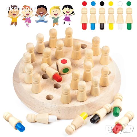 3540 Бебешки дървен шах за памет , снимка 3 - Образователни игри - 45777295