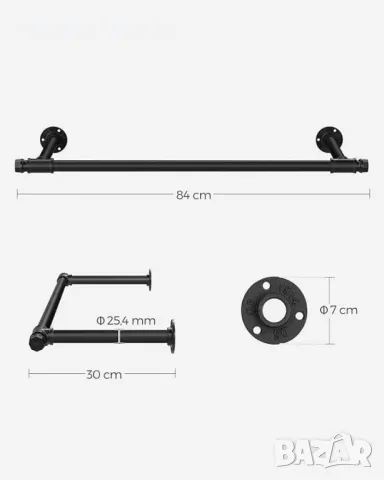 Релса за дрехи за стена 30 x 84 x 7 cm, снимка 6 - Закачалки - 47225112