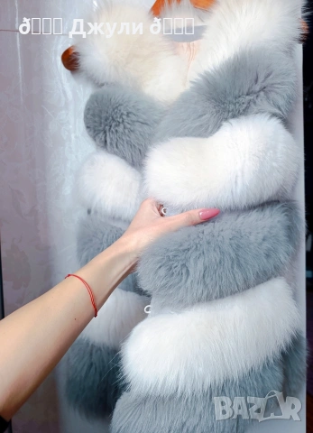 Пухкав елек с естествен косъм от сребърна лисица, снимка 6 - Елеци - 53322862