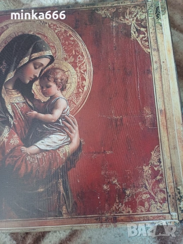 Богородица на платно 30/40см., снимка 2 - Картини - 53178728