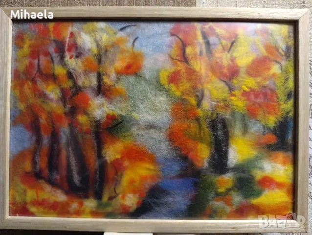 Картина от вълна ,, Есен" , снимка 4 - Декорация за дома - 49723669