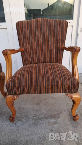 Кресло винтидж с табуретка, снимка 3 - Дивани и мека мебел - 53720651